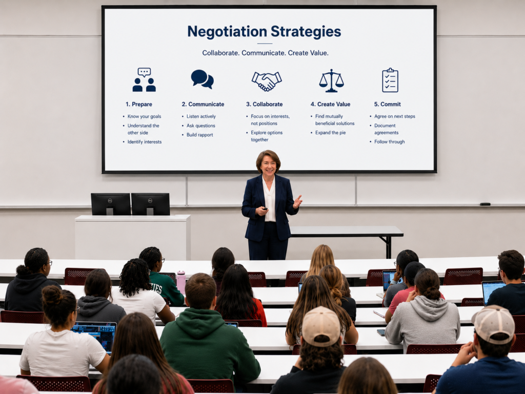 terri scandura speaking in front of students