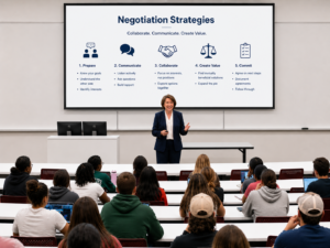 terri scandura speaking in front of students